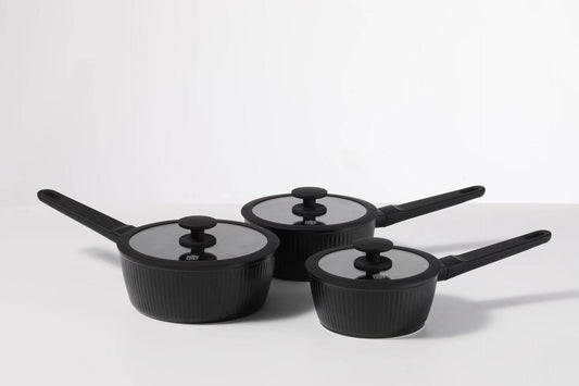 Country Chef Contour Ceramic 3-Piece Saucepan Set