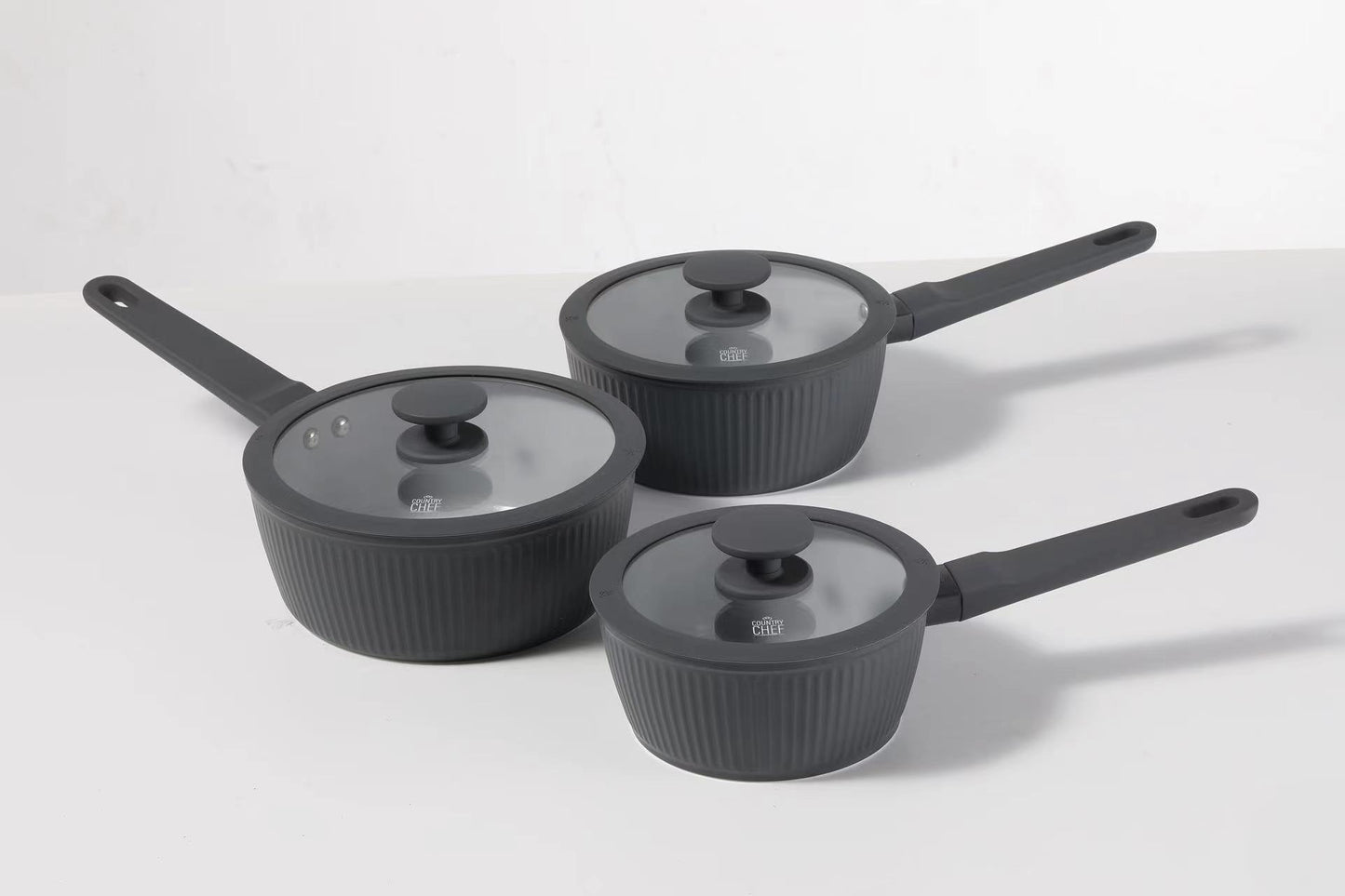 Country Chef Contour Ceramic 3-Piece Saucepan Set