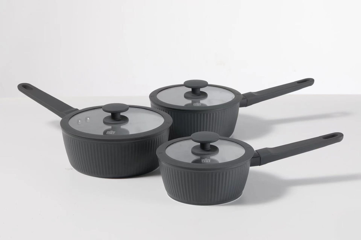 Country Chef Contour Ceramic 3-Piece Saucepan Set