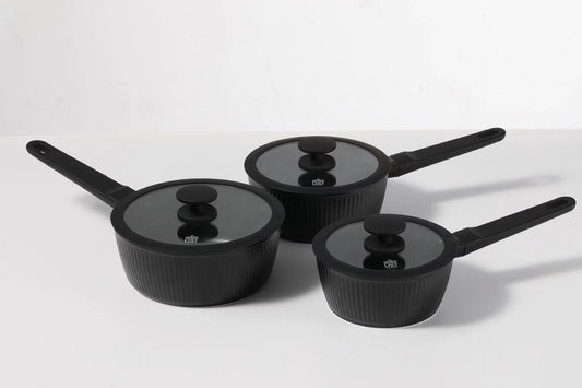 Country Chef Contour Ceramic 3-Piece Saucepan Set