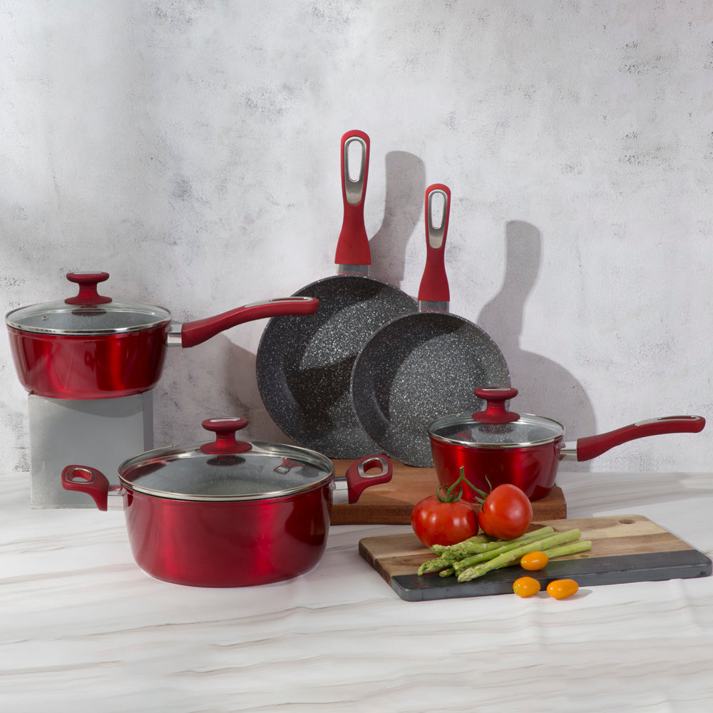 La Maison Classic 8 Piece Pan Set - Metallic Red