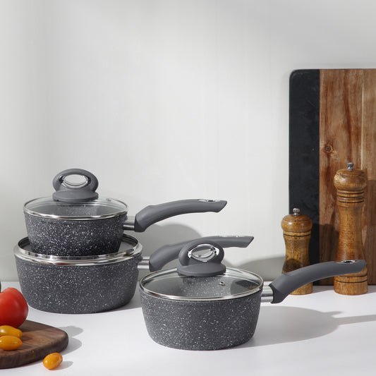 CookFond Granite Stone 6 Piece Saucepan Set